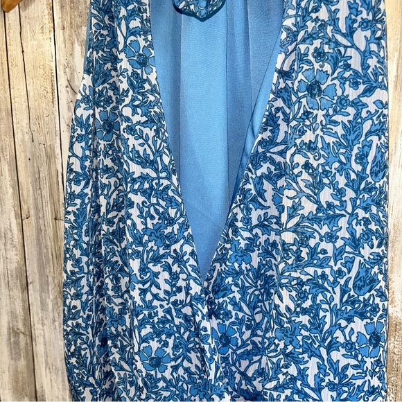 Alice & Olivia Maris Blue Floral Print Halter Tie Back Top Women’s XS - Picture 6 of 8